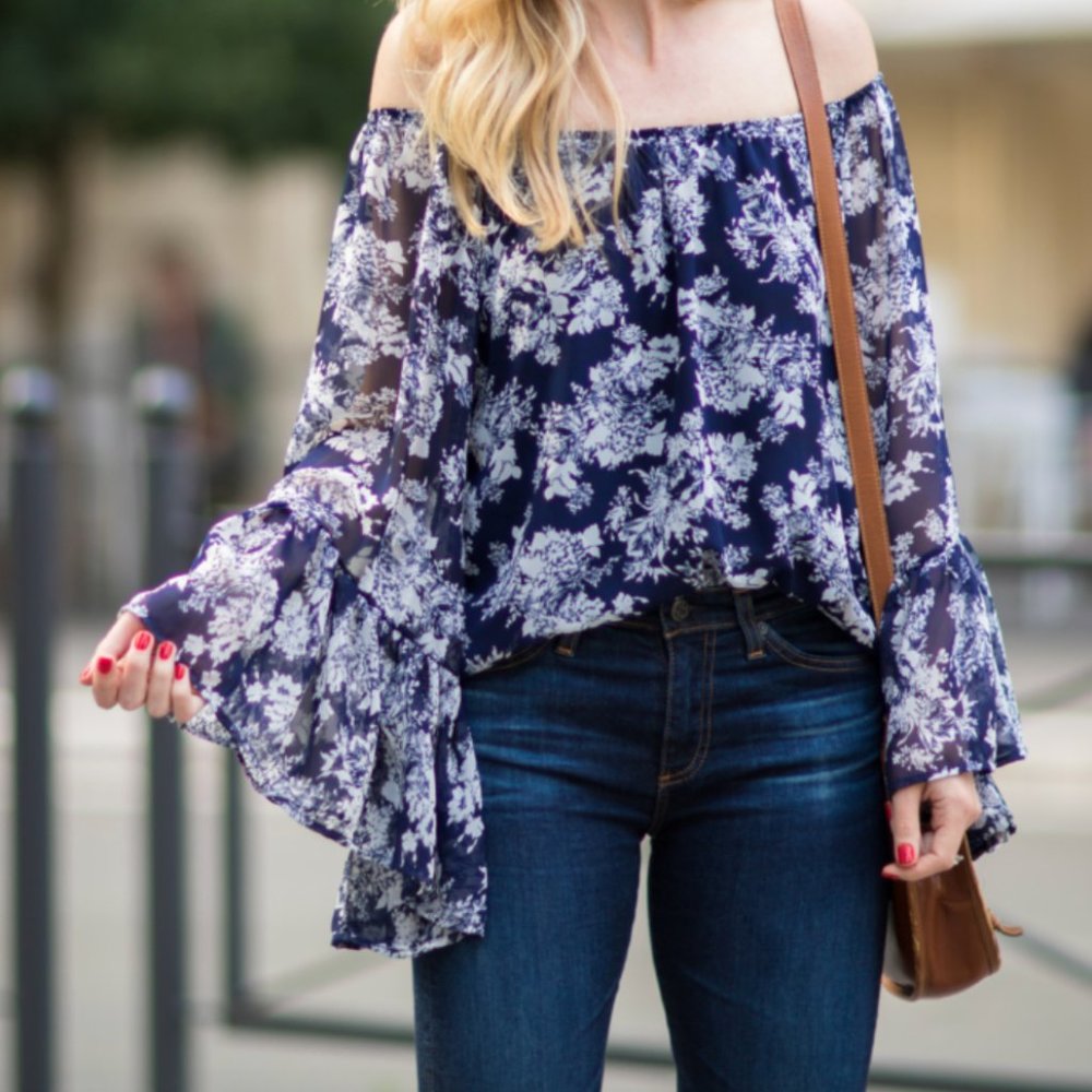 Vintage Havana On/Off Shoulder Floral Blouse
